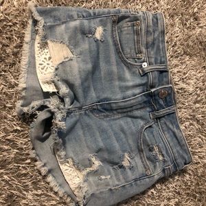 American Eagle high rise light wash shorts